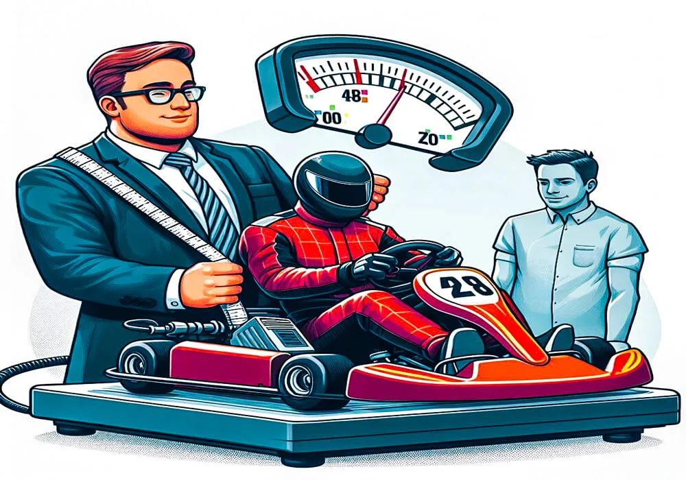 Dynamic image illustrating the query 'Is There a Weight Limit for Go Karting?' - showcasing a go-kart with a focus on weight-related aspects, adding visual context to the topic.
